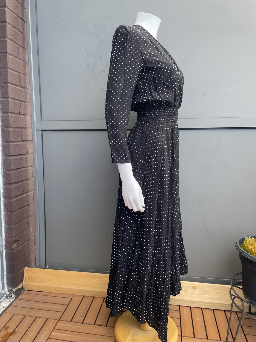 MAJE Black Polka Dot Midi Dress Size 34 - Picture 7 of 13